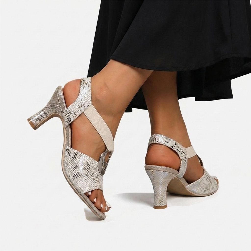Rivaclo | Women's High Heeled Sandals – Metallic Buckle Detail