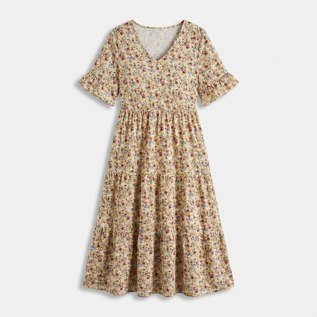 Rivaclo | Women's V-Neck Dress – Refined Fluid Silhouette