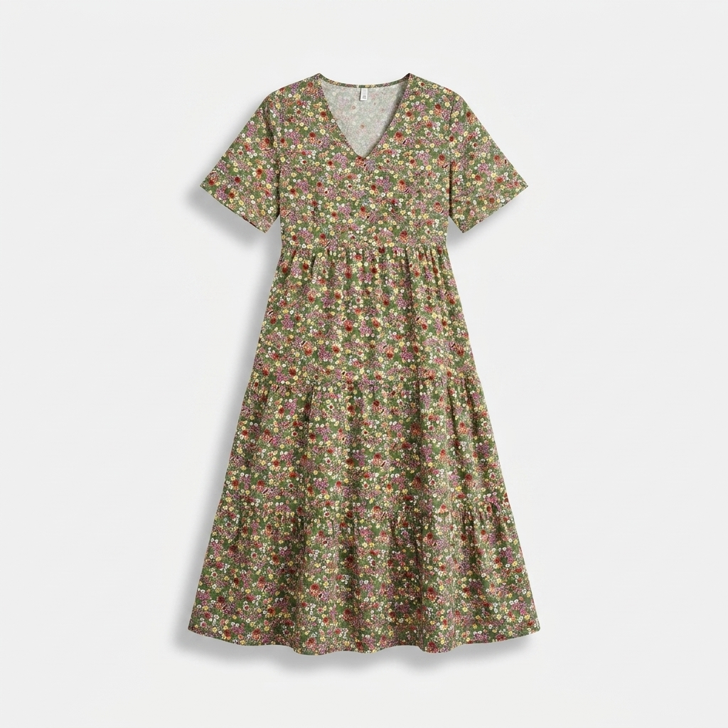 Rivaclo | Femme Robe Col V – Silhouette Fluide Raffinée