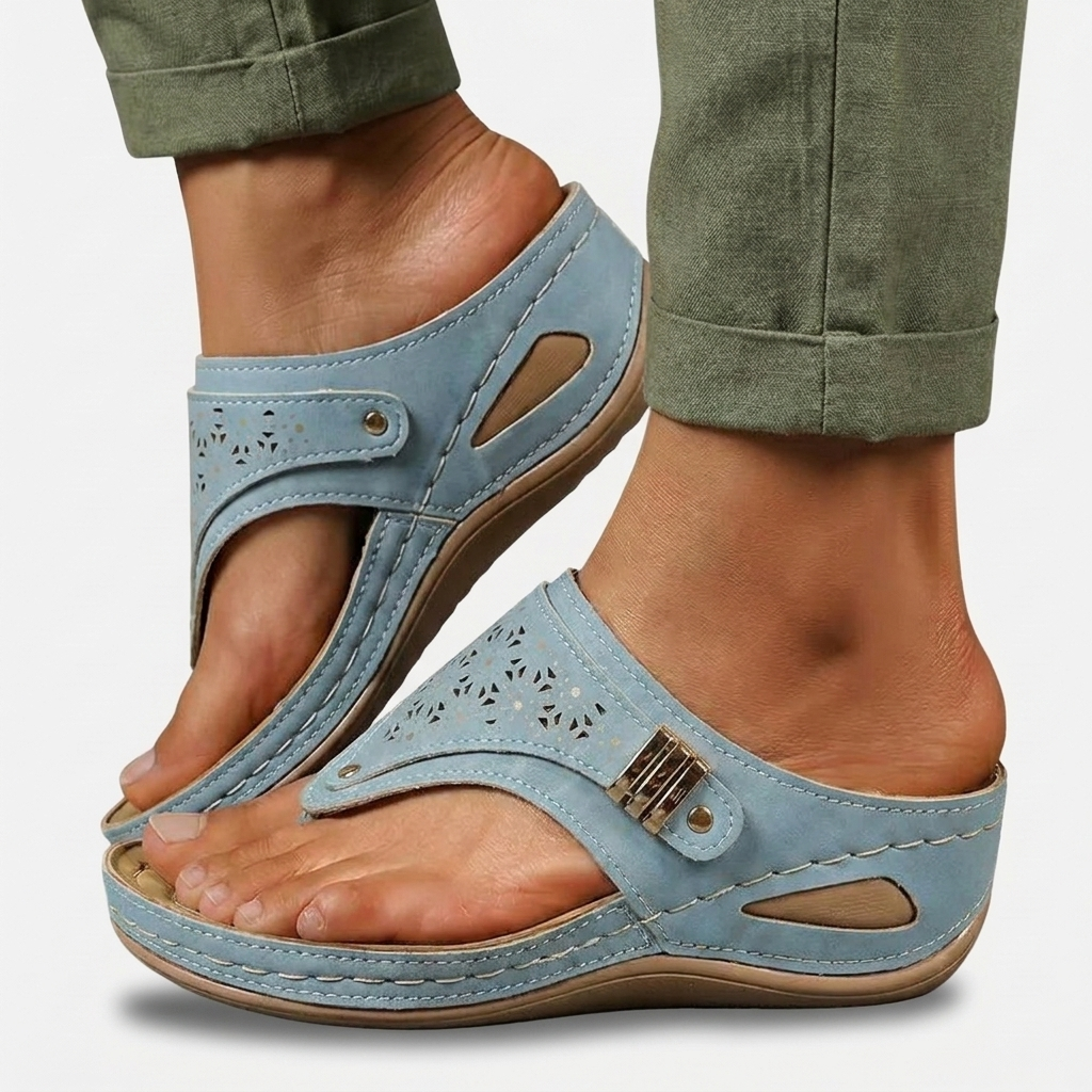 Rivaclo | Women's Platform Wedge Sandals – Structured Strap Silhouette