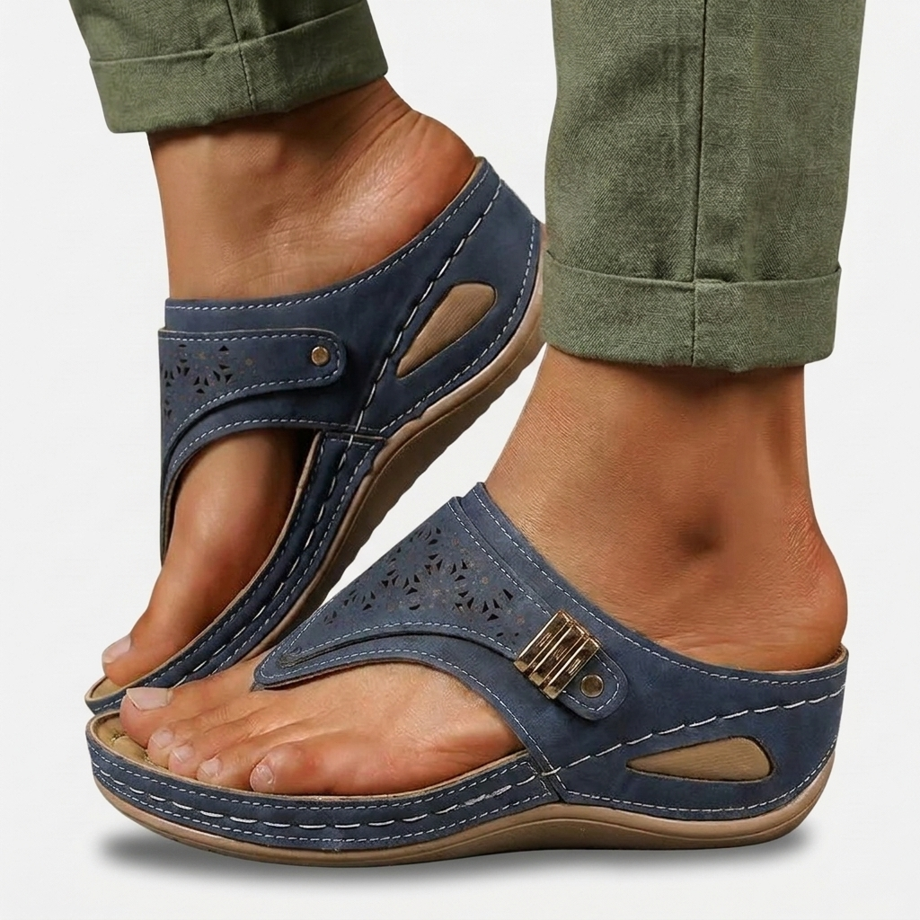 Rivaclo | Women's Platform Wedge Sandals – Structured Strap Silhouette