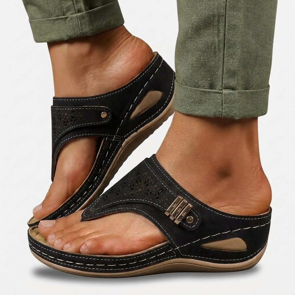 Rivaclo | Women's Platform Wedge Sandals – Structured Strap Silhouette