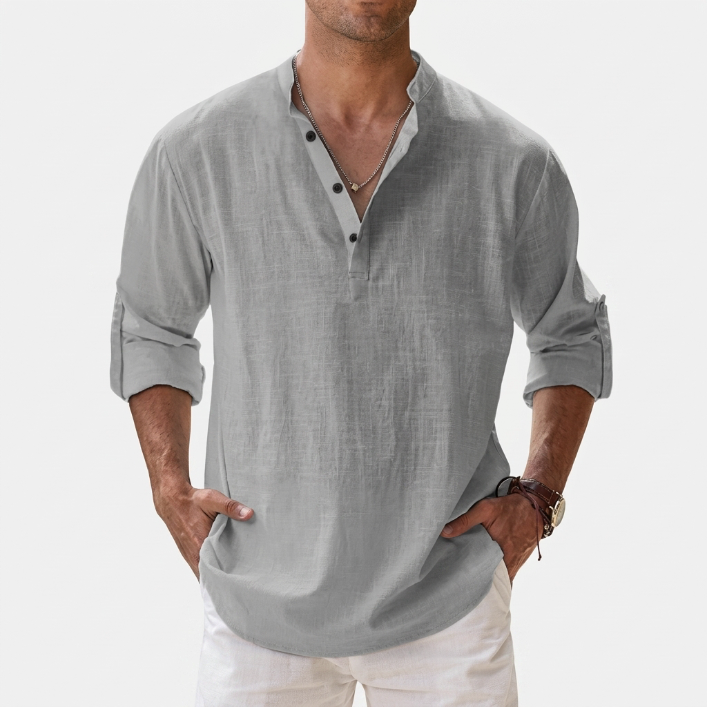 Rivaclo | Homme Shirt Manches Longues Col Montant – Ample Miniamaliste