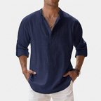 Rivaclo | Homme Shirt Manches Longues Col Montant – Ample Miniamaliste