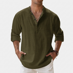 Rivaclo | Homme Shirt Manches Longues Col Montant – Ample Miniamaliste