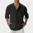 Rivaclo | Homme Shirt Manches Longues Col Montant – Ample Miniamaliste