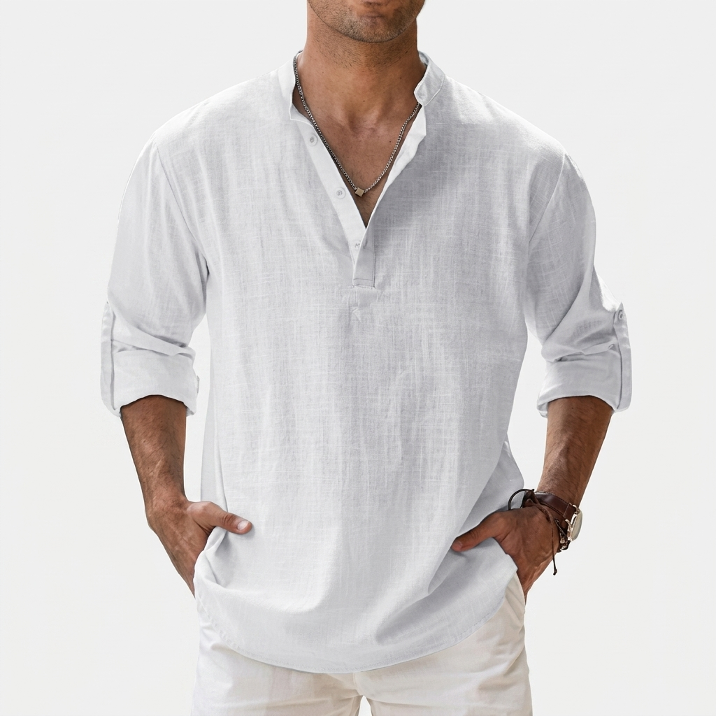 Rivaclo | Homme Shirt Manches Longues Col Montant – Ample Miniamaliste