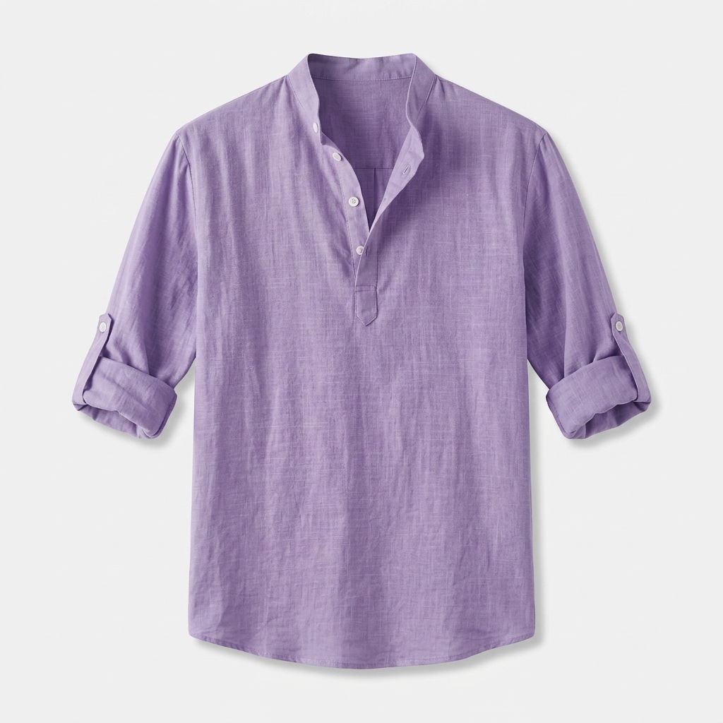 Rivaclo | Homme Shirt Manches Longues Col Montant – Ample Miniamaliste