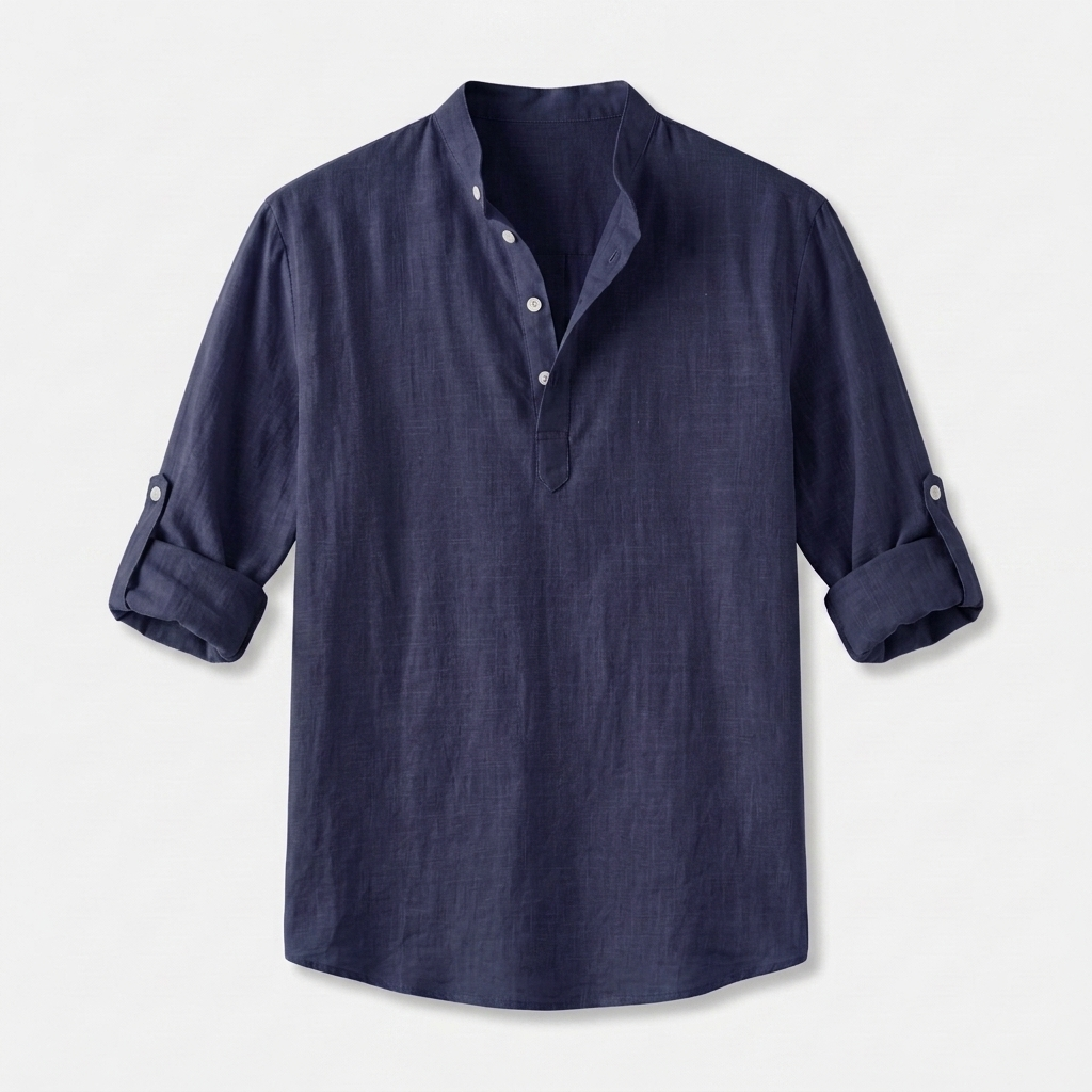 Rivaclo | Homme Shirt Manches Longues Col Montant – Ample Miniamaliste