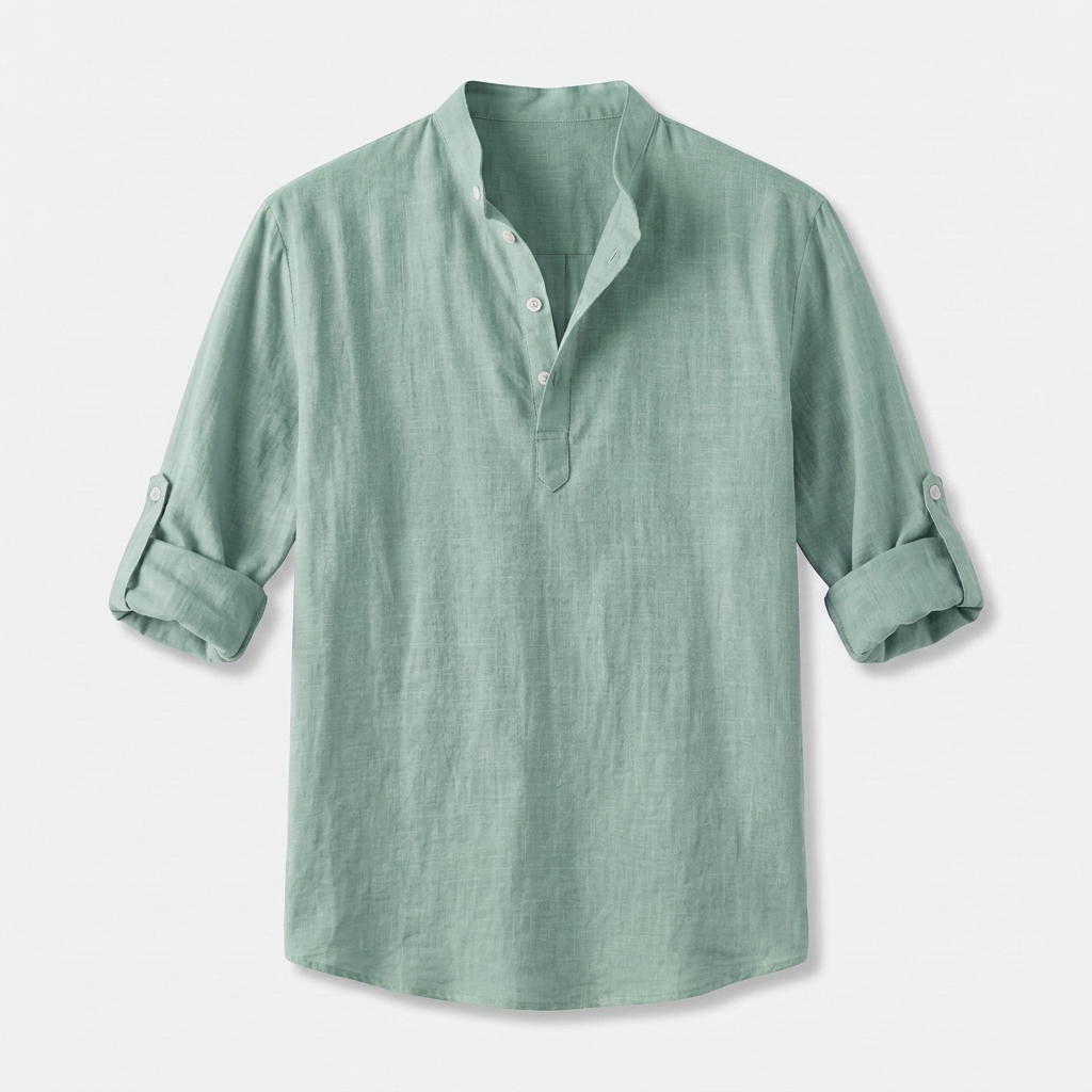 Rivaclo | Homme Shirt Manches Longues Col Montant – Ample Miniamaliste