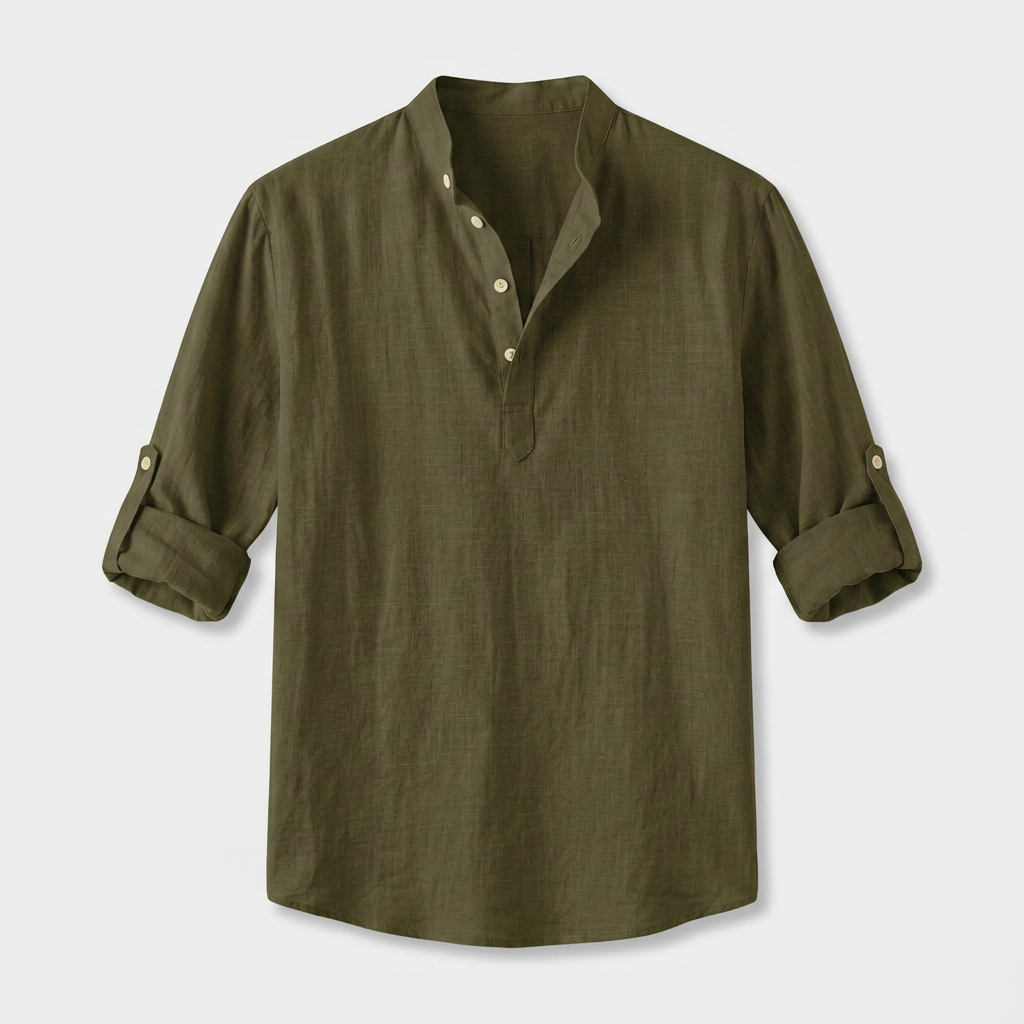 Rivaclo | Homme Shirt Manches Longues Col Montant – Ample Miniamaliste