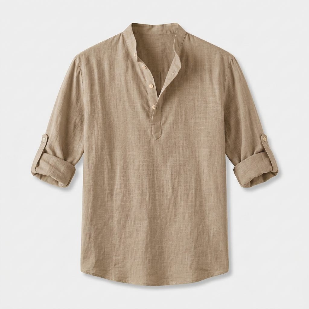 Rivaclo | Homme Shirt Manches Longues Col Montant – Ample Miniamaliste