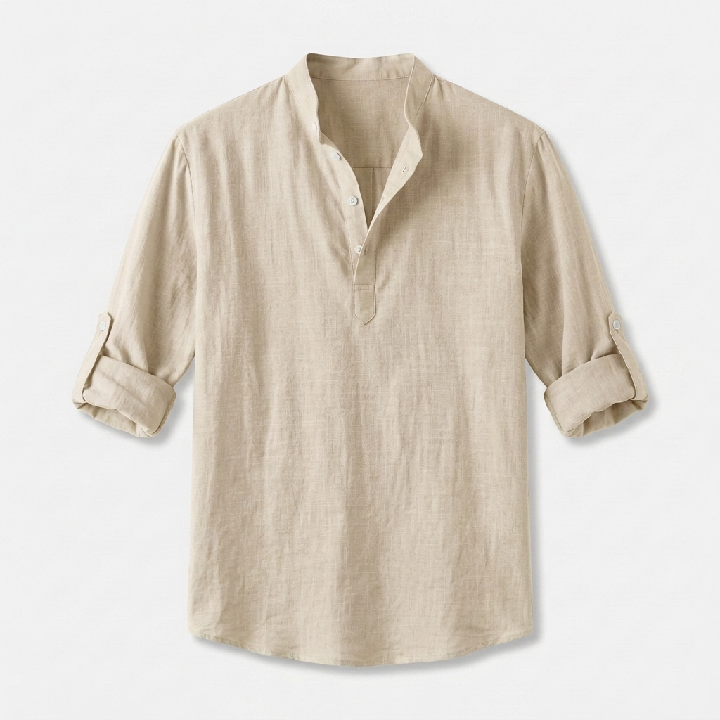 Rivaclo | Homme Shirt Manches Longues Col Montant – Ample Miniamaliste
