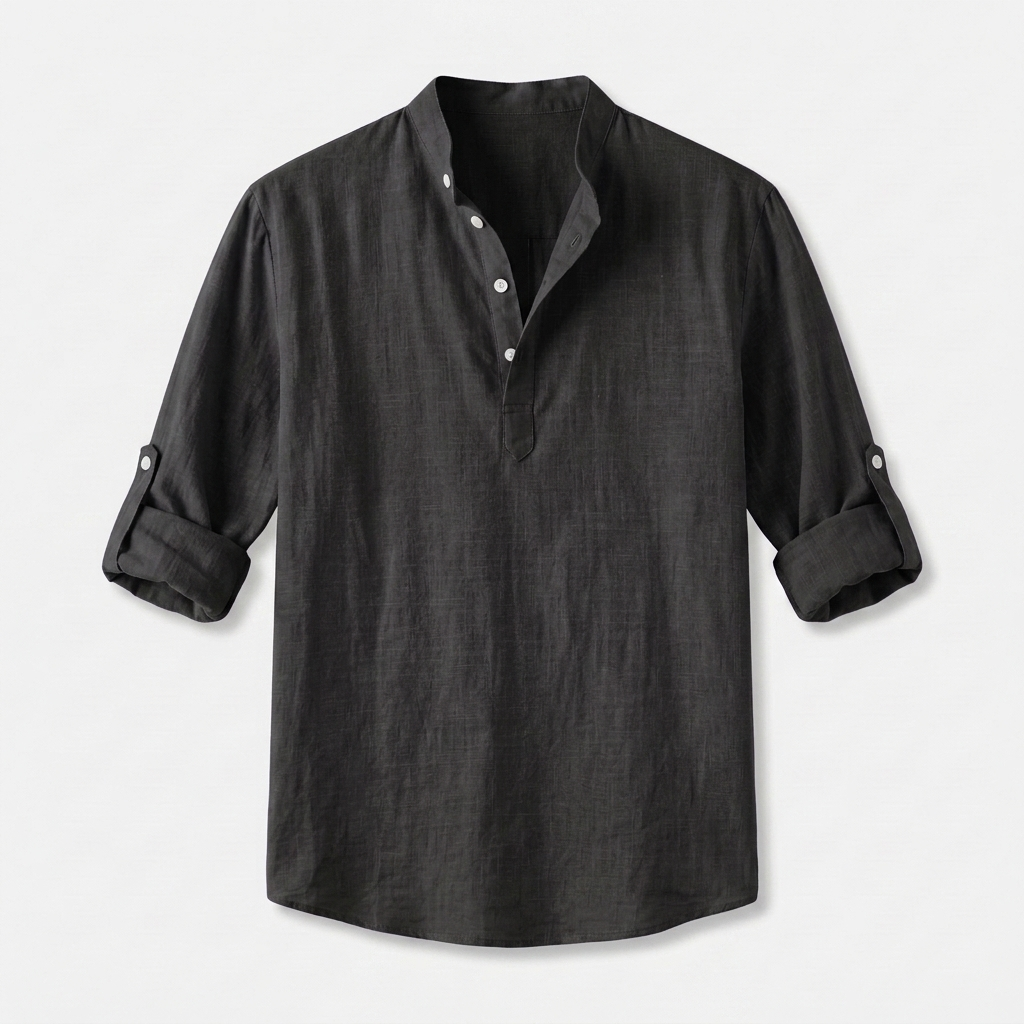 Rivaclo | Homme Shirt Manches Longues Col Montant – Ample Miniamaliste