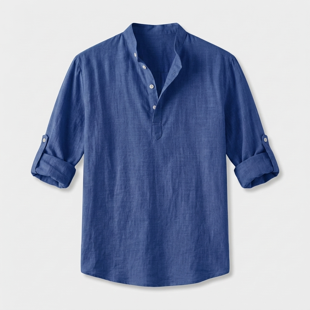 Rivaclo | Homme Shirt Manches Longues Col Montant – Ample Miniamaliste