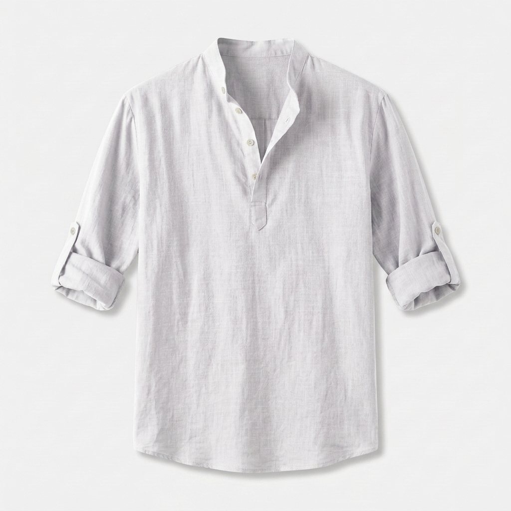 Rivaclo | Homme Shirt Manches Longues Col Montant – Ample Miniamaliste