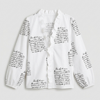 Rivaclo | Women's Printed V-Neck Long Sleeve Shirt – Ruffle Detail