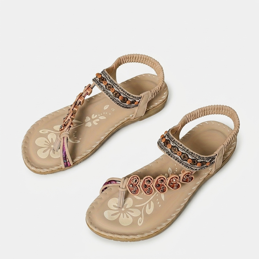 Rivaclo | Women's Floral Flip Flops – Flat Beach Bohemian Profile
