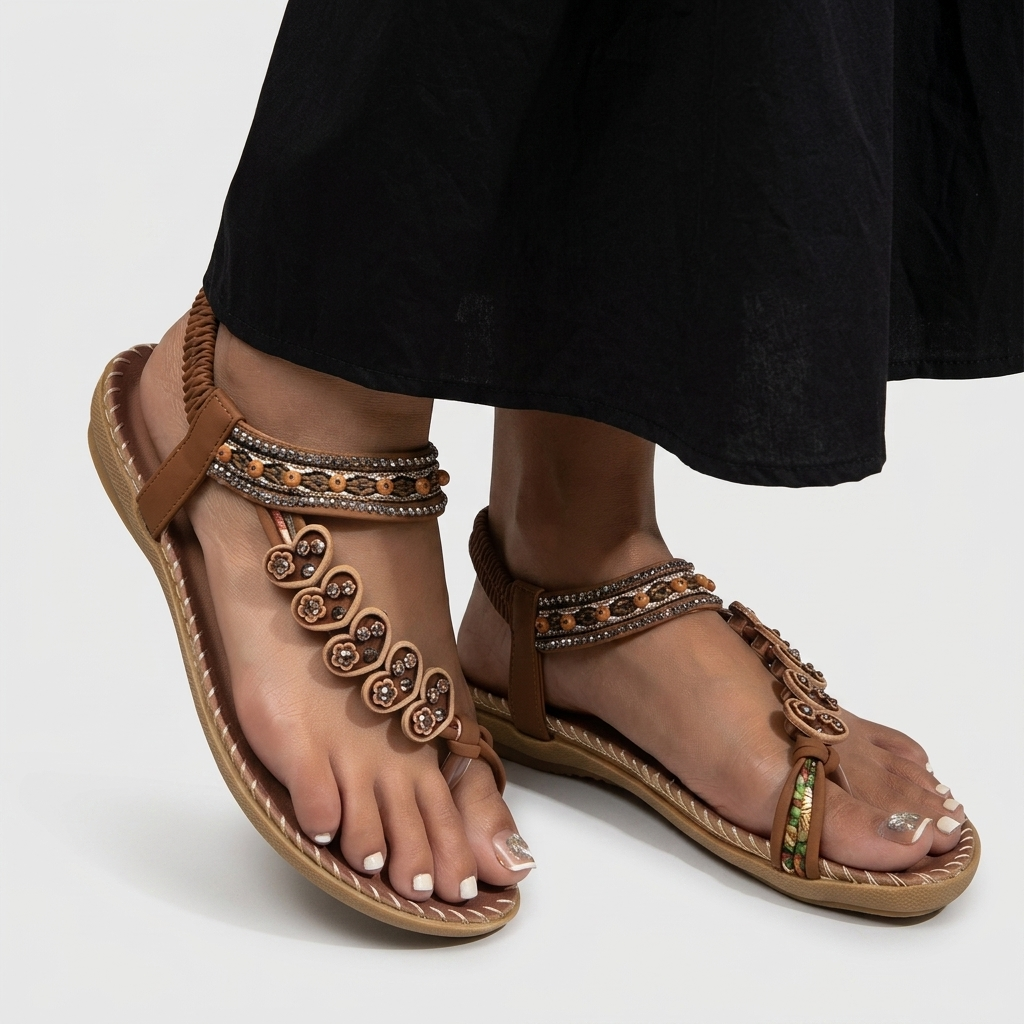 Rivaclo | Women's Floral Flip Flops – Flat Beach Bohemian Profile