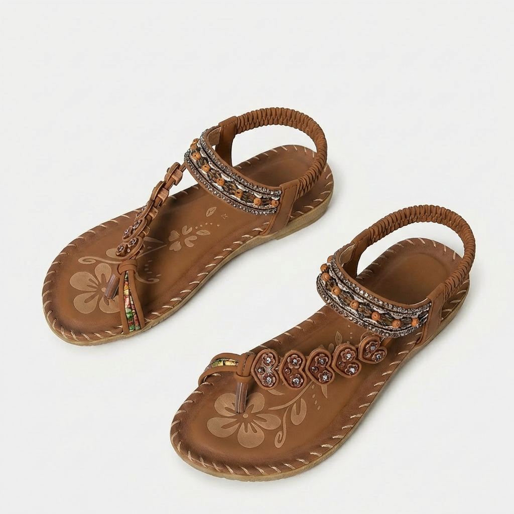 Rivaclo | Women's Floral Flip Flops – Flat Beach Bohemian Profile