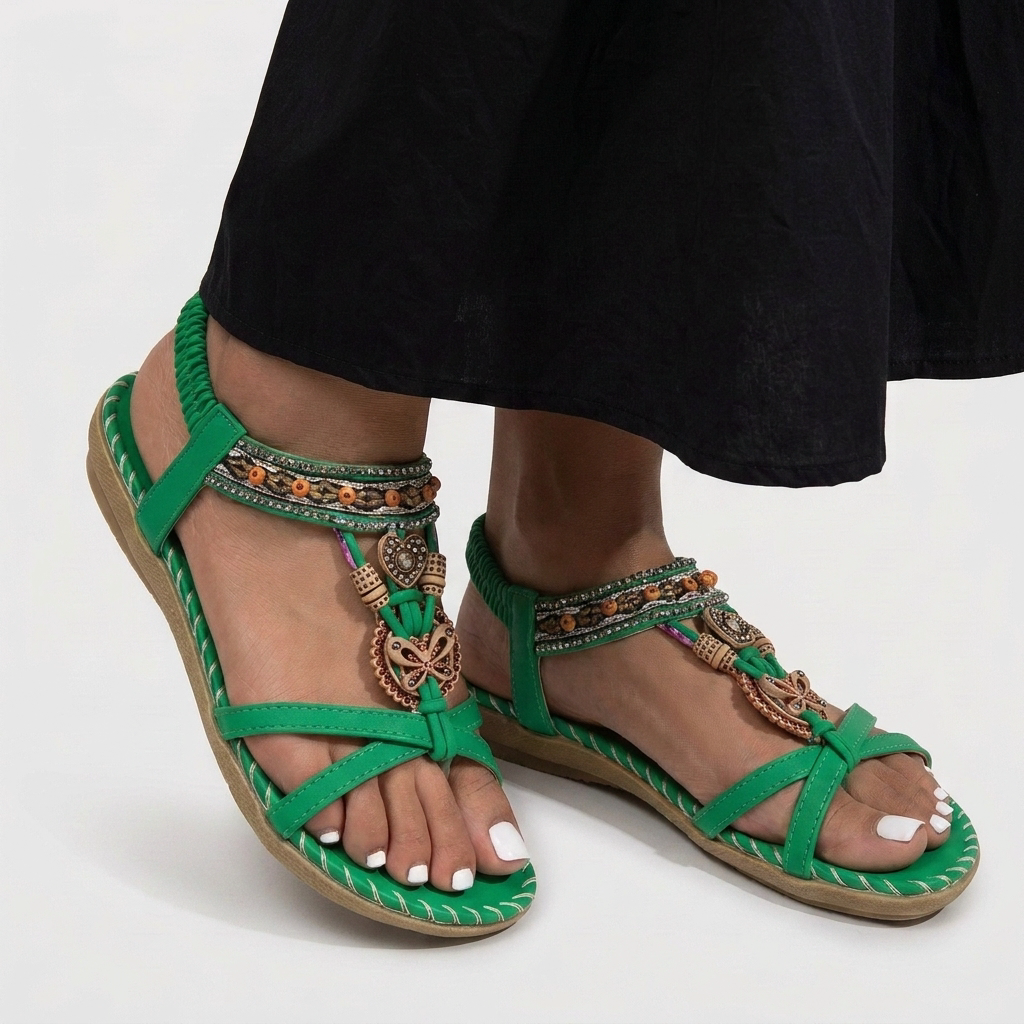 Rivaclo | Women's Floral Flip Flops – Flat Beach Bohemian Profile