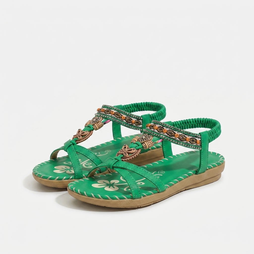 Rivaclo | Women's Floral Flip Flops – Flat Beach Bohemian Profile