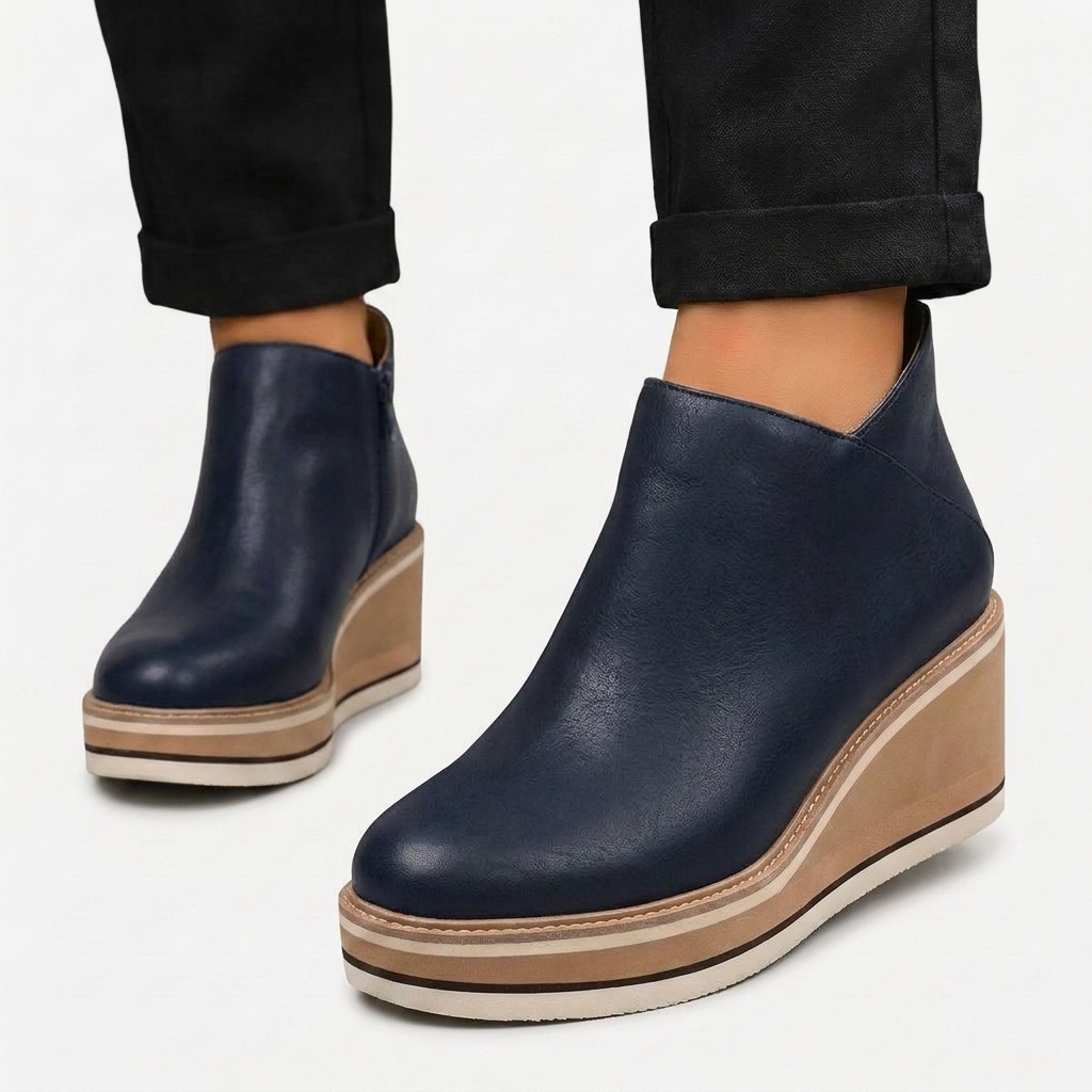 Rivaclo | Women's Wedge Ankle Boots – Low Elevated Profile