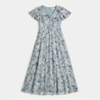 Rivaclo | Femme Robe Imprimée Col V Manches Courtes – Silhouette Taille Définie