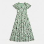 Rivaclo | Femme Robe Imprimée Col V Manches Courtes – Silhouette Taille Définie