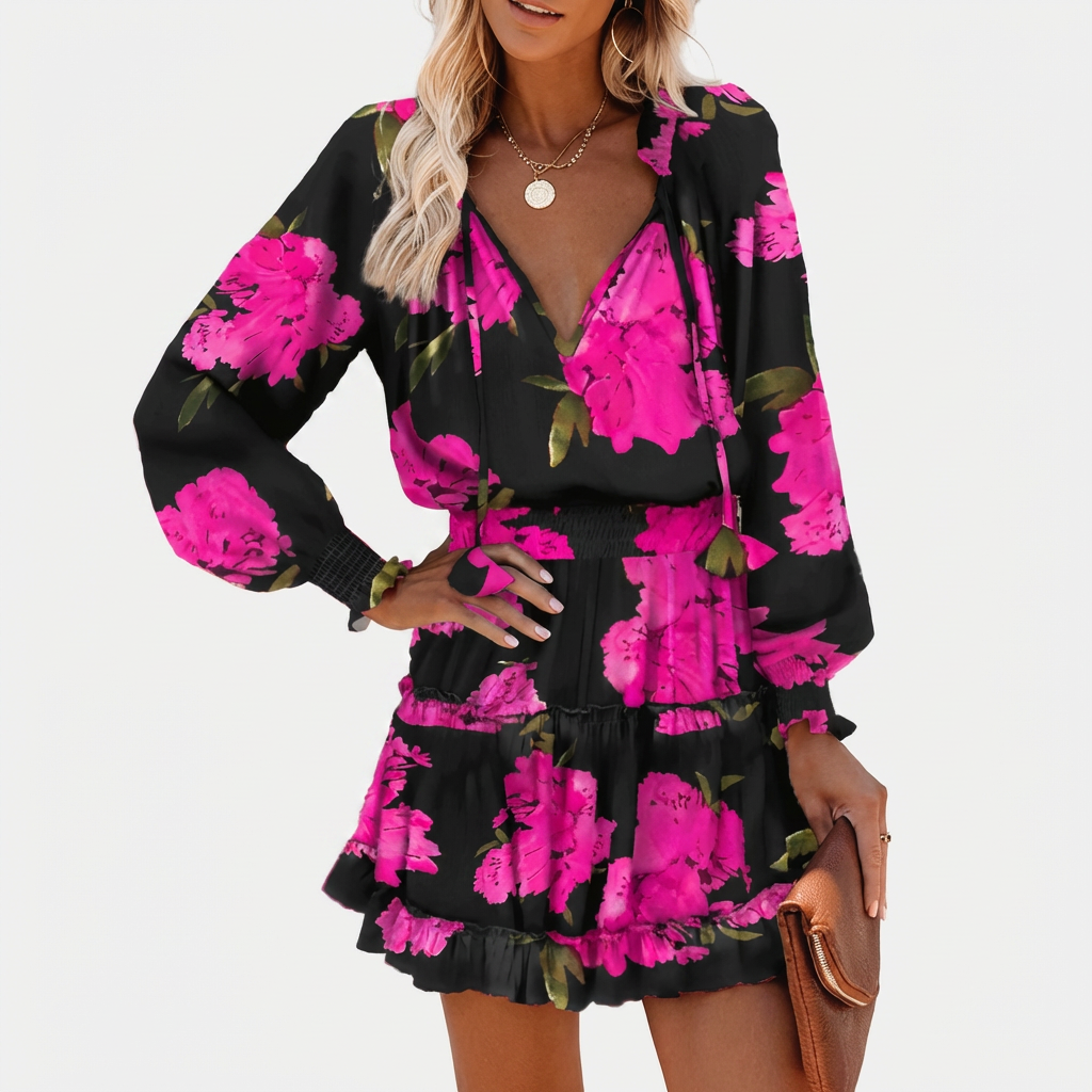 Rivaclo | Women's Floral Patchwork Dress – Long Sleeves