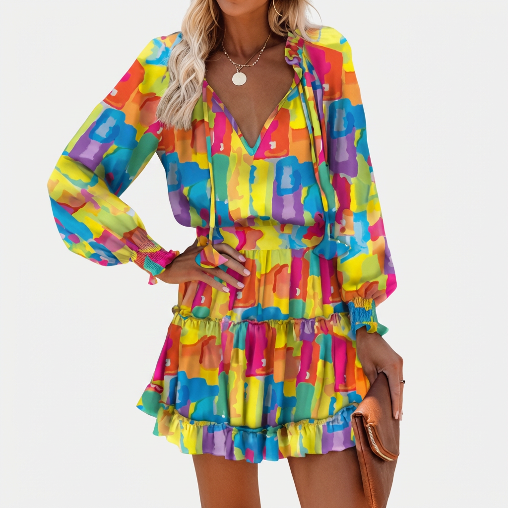 Rivaclo | Women's Floral Patchwork Dress – Long Sleeves