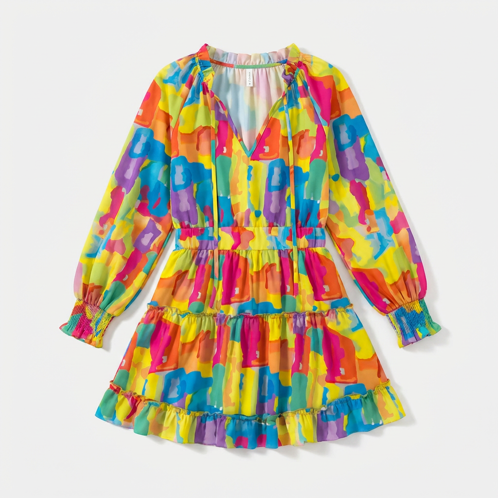 Rivaclo | Women's Floral Patchwork Dress – Long Sleeves