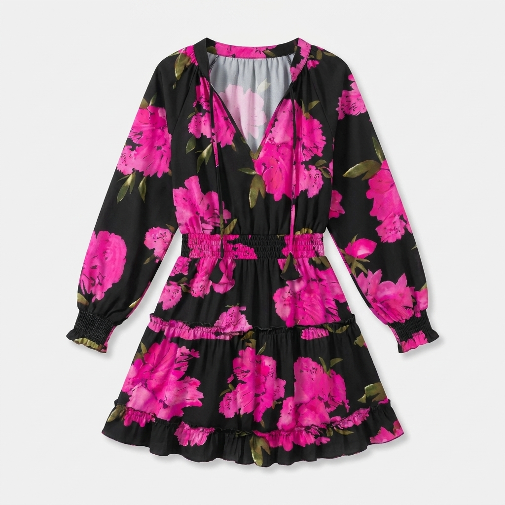 Rivaclo | Women's Floral Patchwork Dress – Long Sleeves