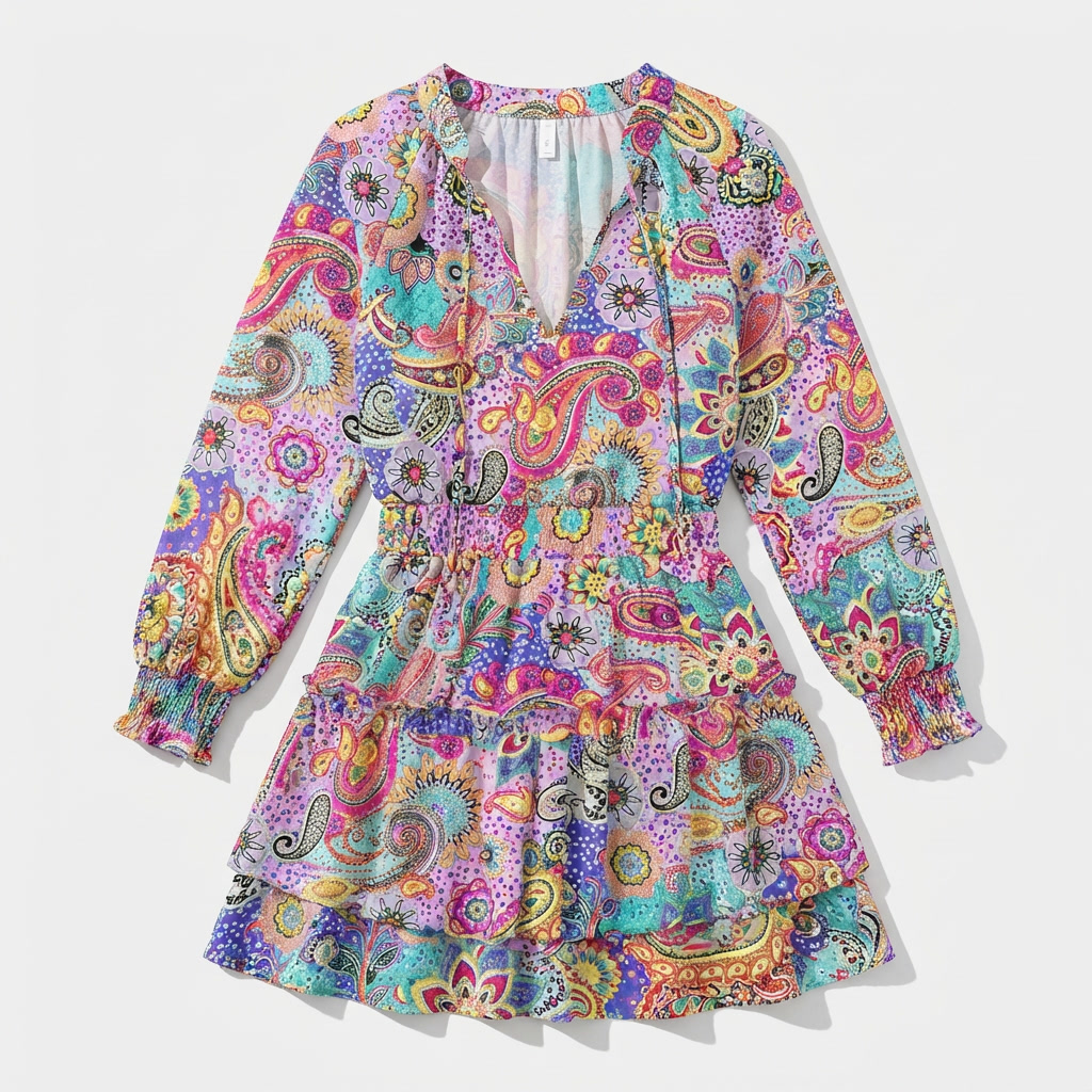 Rivaclo | Women's Floral Patchwork Dress – Long Sleeves
