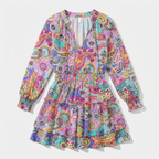 Rivaclo | Women's Floral Patchwork Dress – Long Sleeves