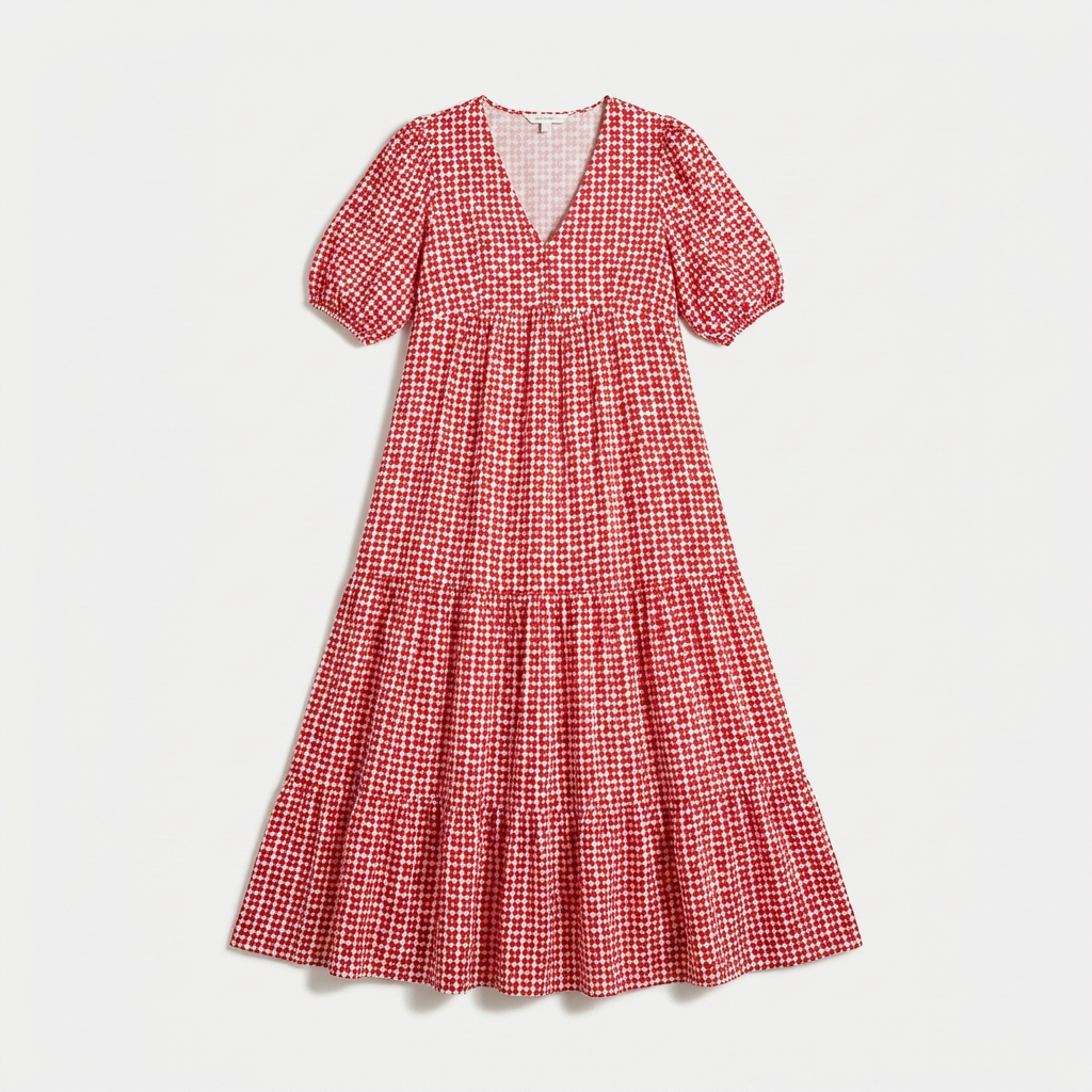 Rivaclo | Women's Vintage Printed V-Neck Dress – Fluid Maxi Bohemian Look