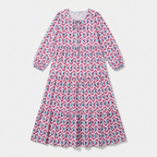 Rivaclo | Women's Vintage Printed V-Neck Dress – Fluid Maxi Bohemian Look