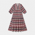 Rivaclo | Women's Vintage Printed V-Neck Dress – Fluid Maxi Bohemian Look