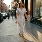 Rivaclo | Femme Robe Rayée Longueur Midi – Coupe Ample