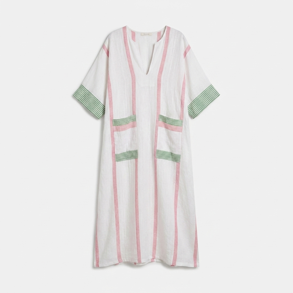 Rivaclo | Women's Printed V-Neck Dress – 3/4 Sleeves