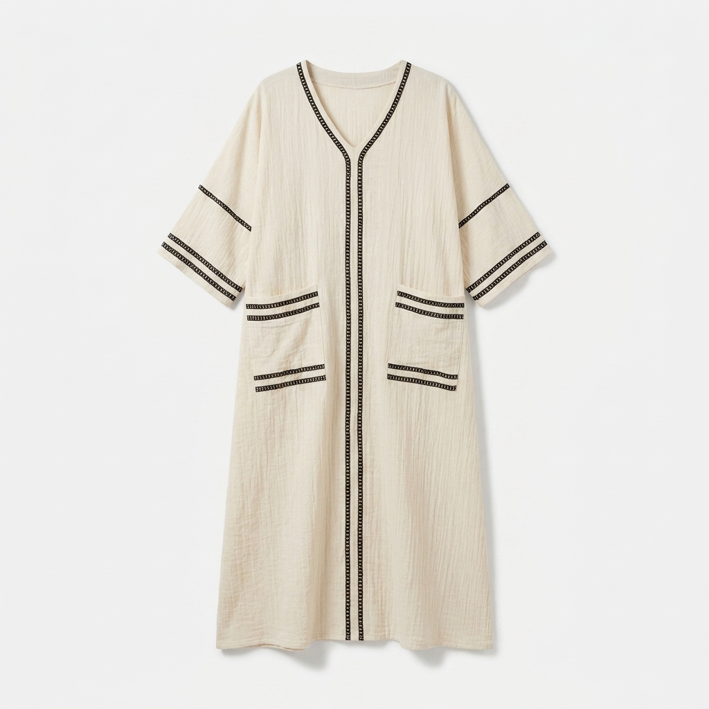 Rivaclo | Women's Printed V-Neck Dress – 3/4 Sleeves