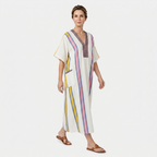 Rivaclo | Women's Printed V-Neck Dress – 3/4 Sleeves