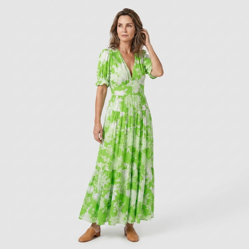 Rivaclo | Women's Printed Maxi Length Dress – Loose Fluid