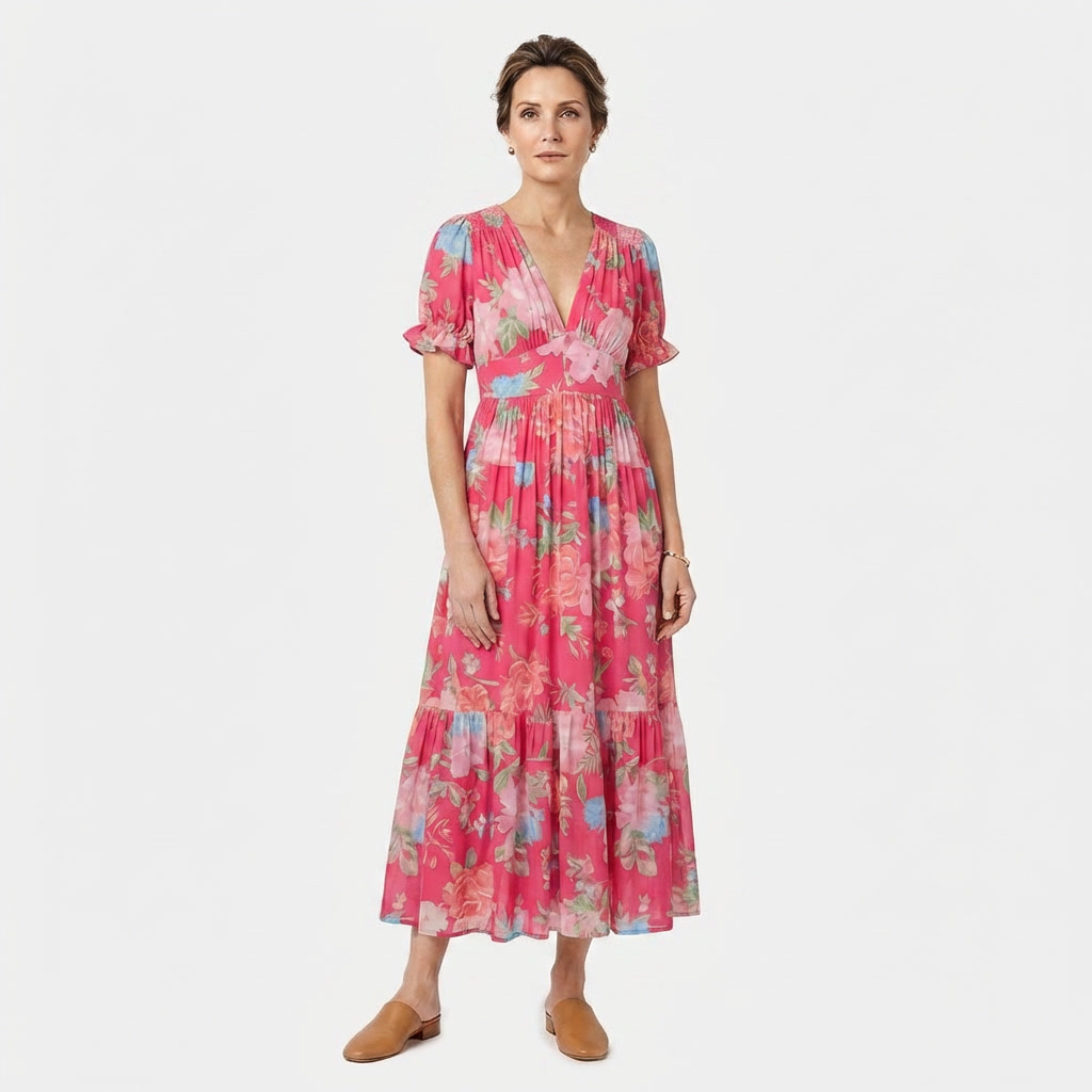 Rivaclo | Women's Printed Maxi Length Dress – Loose Fluid