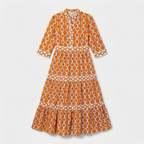 Rivaclo | Women's Geometric Printed Round Neck Dress – Fluid Maxi