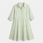 Rivaclo | Women's Striped Shirt Dress with Long Sleeves and Notched Collar – Button Detail