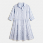 Rivaclo | Women's Striped Shirt Dress with Long Sleeves and Notched Collar – Button Detail