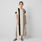 Rivaclo | Women's Printed V-Neck Dress with 3/4 Sleeves – Pockets