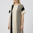 Rivaclo | Women's Printed V-Neck Dress with 3/4 Sleeves – Pockets