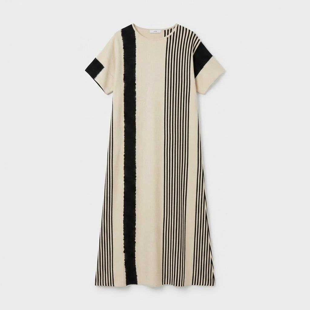 Rivaclo | Women's Printed V-Neck Dress with 3/4 Sleeves – Pockets